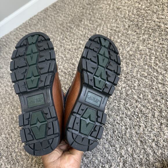 Lauren Ralph Lauren Womens Brown Navy Quinlyn Lace Up Boot Size 6 B New - Picture 5 of 7